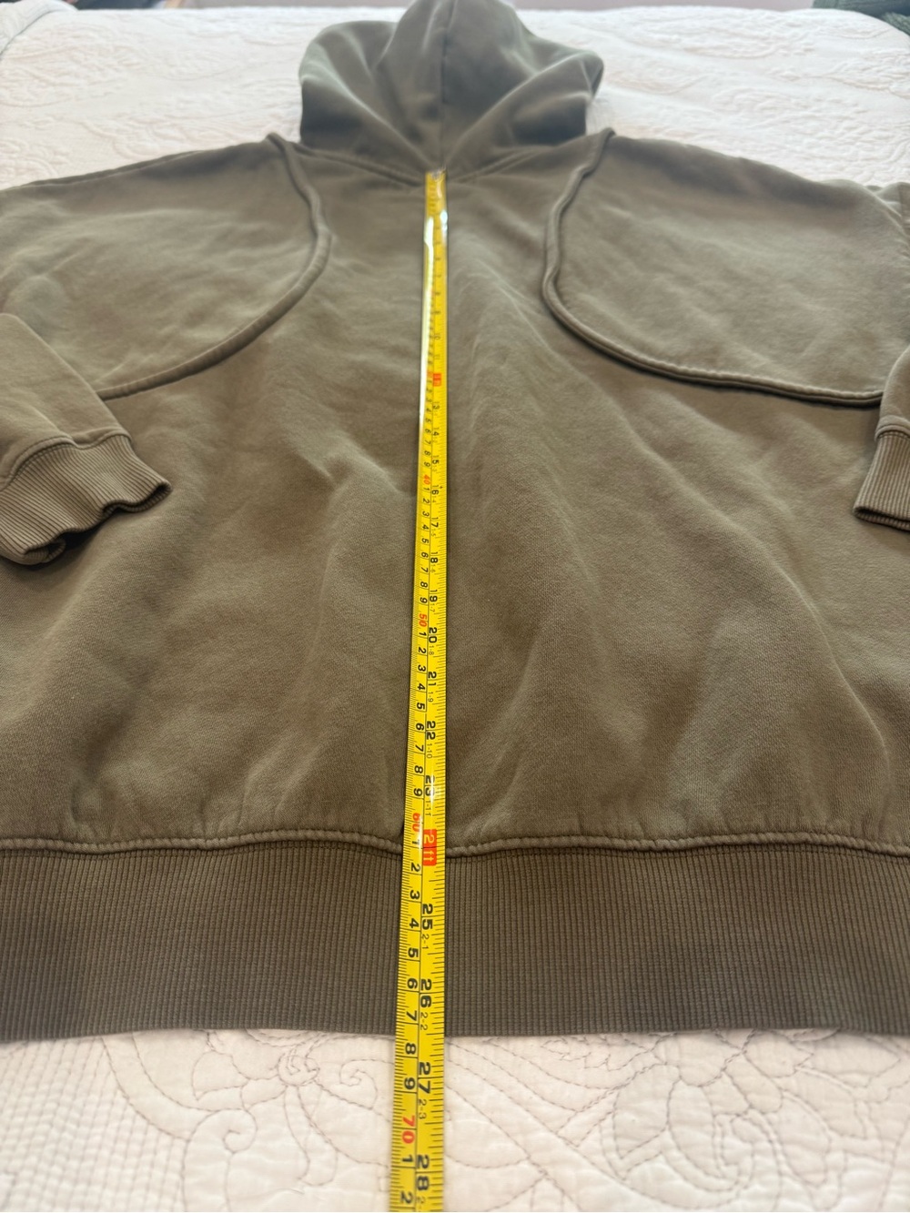 OAK + FORT Men’s Olive Hoodie with Panel Stitching Sz Large Unique,Streetwear - Picture 8 of 12